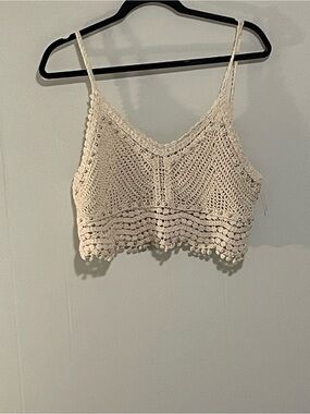 Rebellion White Crochet Crop Tank